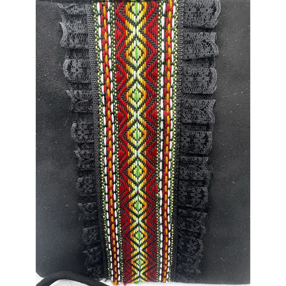 Black Suede Like Boho Crossover Purse/Bag - Removable Strap - Picture 3 of 9